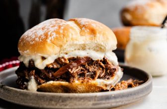 Slow Cooker Shredded Beef and Horseradish Sandwiches